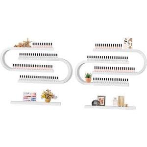 Lorvain 6PS Metal Wall Mounted Nail Polish Storage Racks, Black Display Rack U Shape Cosmetic Display Case Lipstick Perfume Wall Shelf Essential Oil Organizer for Nail Polish Bottles Spa Nail Salon White