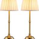 KDG Cordless LED Table Lamp Set of 2, Portables Fabric Shade Desk Lamps, 4000mAh Rechargeable Battery Powered Lighting, Dimmable Light for Dining Room, Bedroom, Bedside, Night Light, Balcony (Gold)