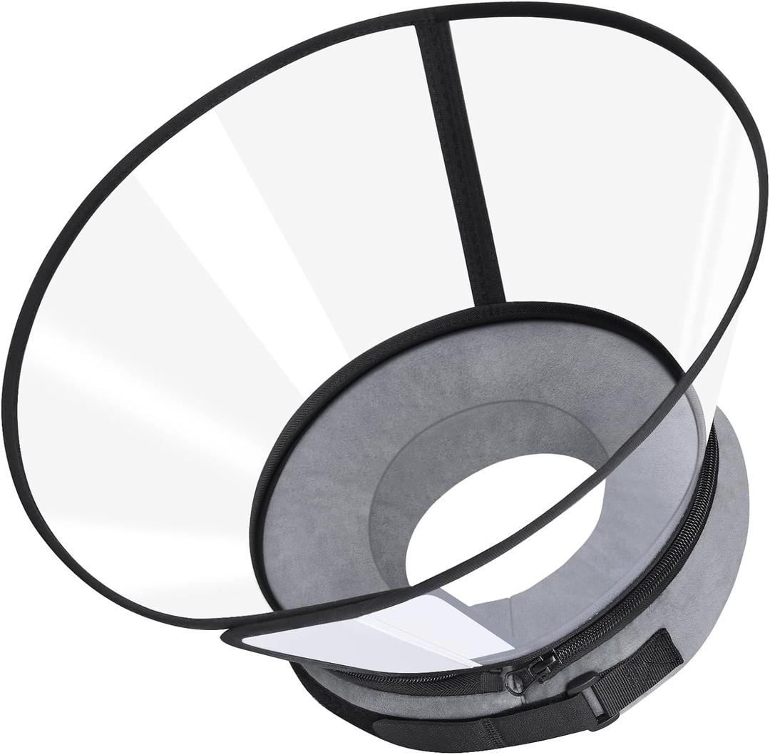 Sponge Core Dog Cone, Inflatable Dog Cone Collar Alternative, Dogs Donut Collar After Surgery, Soft Cone for Large Medium Small Dogs to Stop Licking, No Inflation Required, Clear View(Size 3, Gray) (Size 3(Neck: 10.5"- 13.0"))