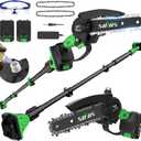 SOYUS 2-IN-1 Electric Pole Saws for Tree Trimming, 21V 6-Inch Mini Chainsaw with 2x2.0Ah Batteries, Tree Trimmer with Extension Pole for Thick Branches, Auto Oiling, 14FT MAX Reach