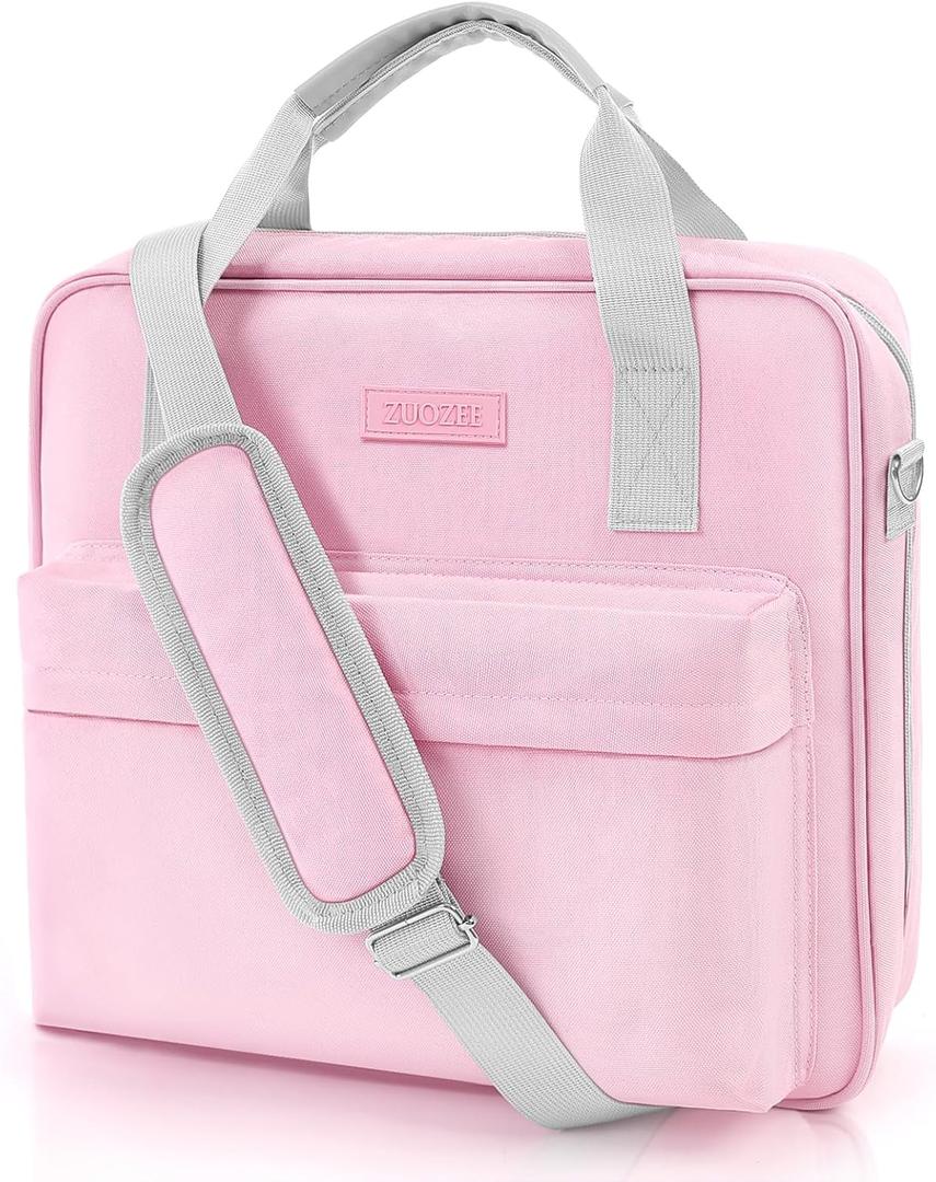Zipper Binder 3 Ring with Shoulder Strap and Handle, Pink 2 Inch 3 Ring Binder with Zipper, Extra Pockets Holds 500 Sheets, Waterproof Trapper Keeper for Middle School & Work Organizer