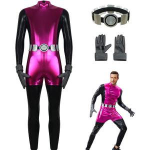 Beast Cosplay Costume Men's Anime Jumpsuit with Belt Gloves Full Sets Halloween Outfits for Adult (Large, Purple)