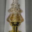 DRomance LED Light Up Musical Snow Globe Christmas Tree, 14 Inch Tall Singing Snow Globe Christmas Tree Shaped with Pedestal (Gold)