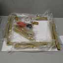 C Shaped End Table, Oval Couch Side Tables for Living Room, Sofa End Table with Metal Frame, Small Wooden Snack Table for Bedroom, Small Spaces, Easy Assembly, Gold (White Marble+gold)