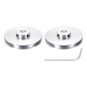 uxcell 2Pcs Single Groove Pulley, 12mm Fixed Bore 80mm Outer Diameter Aluminum Alloy Mechanical Belt Pulley with Hex Wrench for 6mm PU Round Belt
