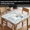 Blue Coastal Beach Mahjong Mat with Rules for Table 31.5x31.5, Gifts for Mahjong Players, Nautical Starfish Coral Non-Slip Noise Reduction Mahjong Table Mat, Blue Beach Gifts Decor for Women, 31.5 inches x 31.5 inches x 0.1 inches