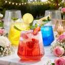 BESTSTAR 36 Pcs 12 oz Plastic Clear Ribbed Wine Glasses, Origami Ripple Disposable Champagne Glasses Elegant Whiskey Glasses Ideal for Weddings, Bars, Christmas, Halloween, Pool Party, Daily Use (EXP 12/31/36)