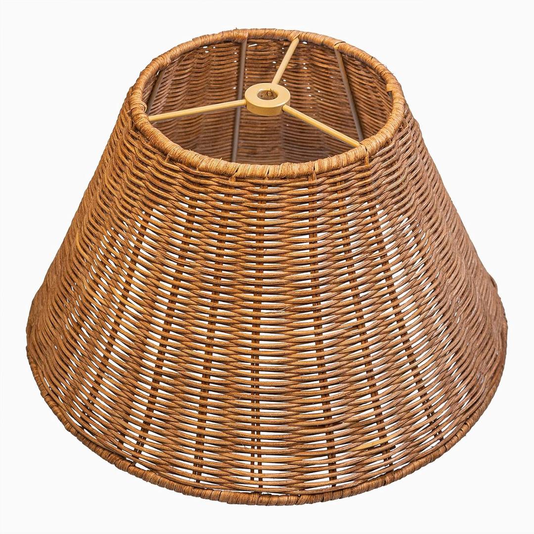 Small Lamp Shades Woven Boho Wicker Lampshades, DIY Natural Rattan Hand Crafted Lamp Cover, Empire Lampshade for Table Desk Lamp, Floor Lamp, Bedside Lamp
