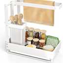 Yawinhe Sponge Holder for Kitchen Sink, Caddy Organizer with Detachable Brush Rack, Stainless Steel Accessories for Organization, White