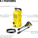 Krcher Pressure Washer K 1, Max 1.45 GPM, 1700 PSI, Trigger Spray Gun & Vario Power Spray Wand - for Cars, Bikes, Deck, Driveways, Siding, Patios