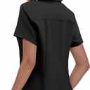 Zeagoo Women's Button Down Shirts Short Sleeve Dress Shirts Basic Business Collared Work Blouses (Black, L)