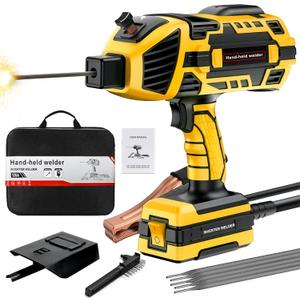 Handheld Welding Machine 110V 120A Portable Electric Welder Machine ARC Welder Gun with IGBT Inverter 5 Variable Current Adjustment for 3/32"-1/8" Welding Rod Tool (Yellow)