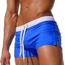 TONLEN Mens Swimwear Short Swim Trunks with Zipper Pocket (Large, Royal Blue #2)