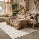 PureCozy 5x7 Pink Area Rug for Living Room Bedroom Washable Vintage Floral Carpet Low Pile Non Slip Botanical Aesthetic Dining Room Soft Accent Throw Rug Nursery Office Indoor