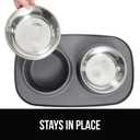 GORILLA GRIP Feeding Mat Bowl Set, 100% Waterproof BPA Free Silicone Base, 304 Stainless Steel Cat and Dog Bowls for Food and Water, Slip Resistant, High Edge, US Designed, Patent Pending, 1 Cup Gray