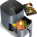 COSORI Air Fryer Pro 9-in-1, Compact 5QT, 450: Half Time & Chef-Grade Cook, One-Wipe Clean Glass Panel, 130+ In-App Recipes with Nutritional Info, Nonstick & Dishwasher-Safe Basket, Gray (Grey)