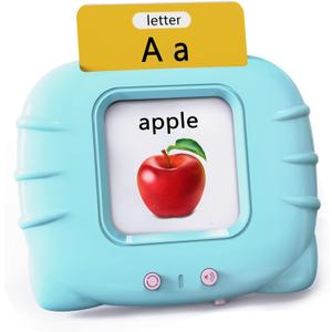Lapare Audible Learning Toy with Music for Toddler Age 1 2 3 4 5, 520 Sight Words Flash Cards Kindergarten Toy for Boys to Learn Alphabet Number Color Shapes and More (520 Sight Words English + 4 songs, Cyan)