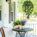 Fake Hanging Plant with Pot, Large Hanging Artificial Plants with Basket & Hanger Faux Greenery Plants Indoor Outdoor Decor Fake Pothos Plant in Pot for Wall Balcony Patio Office Bathroom Shelf