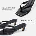 Uacllcau Kitten Heels Sandals for Women Square Open Toe Flip Flops Strappy Heels for Women Sandals Slides (Black) 8