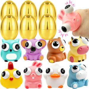 Olixmlya Jumbo 4" Golden Easter Eggs Filled Eye-pop Squishy Toys, 8 Pack Easter Basket Stuffers Surprise Golden Large Easter Egg Hunt Filling Treats for Toddler Teens Boys Girls Easter Party Favor