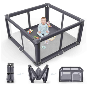 Foldable Baby Playpen Portable Travel Play Yard, Dark Gray