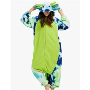 DELEY Unisex Axolotl Costume Adult Onesie, One Piece Pajamas, Halloween Cosplay Costumes Homewear Jumpsuit,Animal Onesie Size 140