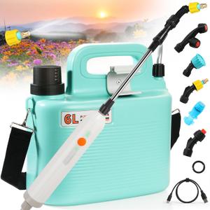 Electric Garden Sprayer 1.6 Gallon, Battery Powered Sprayer with 5 Nozzles & Extra O-Ring, Cordless Automatic Plant Sprayer with Telescopic Wand for Lawn and Garden