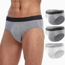 BATTEWA Mens Incontinence Underwear Washable Leak Proof Incontinence Underwear for Men Reusable Urine Absorbent Brief (3XL,2Gray, 1White, 3 Pack)