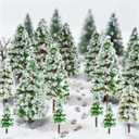 jiebor 28pcs Mini Christmas Trees Small Fake Miniature Snow Pine Model 2-5 Inch for DIY Village Train Railway Sand Table Buildings Architecture Diorama Garden Scenery Decor Supplies Green