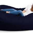Big Joe Fuf XL Foam Filled Bean Bag Chair with Removable Cover, Midnight Plush, Soft Polyester, 5 feet Giant , Navy Plush