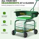 Suntee Garden Seat with Wheels, Rolling Gardening Stool with 360 Swivel Seat & Backrest,Tool Storage Basket & Back Tool Pouch, Adjustable Handle, Outdoor Gardening Scooter, Garden Cart for Seniors