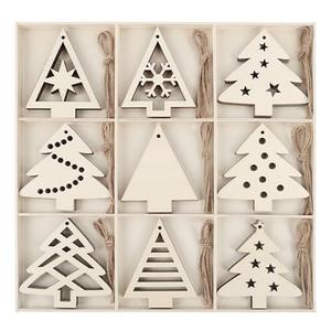 MACTING 27PCS Wooden Christmas Ornaments Unfinished Predrilled Natural Wood Slices DIY Blank Hanging Ornaments Kit for Crafts Centerpieces Christmas Tree Decorations, 9 Styles