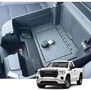 Center Console Safe Vault - KEREN Console Gun Safe Box Compatible with Chevy Silverado 1500 2023-2025, GMC Sierra 1500 2023-2025 and GMC 2500 2023-2025, 4-Digit Combination Lock
