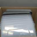 Amazon Basics Plastic Storage Containers with Secure Latching Lids, Stackable Organization Bins for Organizing, Clear/Grey, 12 Quart, Set of 6