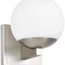 Ntsunxeko Brshed Nickel Wall Sconce Light, Modern Sconces Wall Lighting, 1 Light Globe Bathroom Vanity Lighting with Opal Glass Shade, Wall Light for Bedroom Bathroom Living Room Entryway Hallway