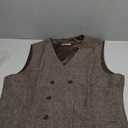 Men's Slim Fit Sleeveless Suit Vest Double Breasted Herringbone Tweed Business Waistcoat Size M