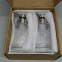 Foaming Soap Dispenser Set, 12 Oz Glass Hand Soap Dispenser with 304 Rust Proof Stainless Steel Pump, Waterproof Labels, for Bathroom Decor Kitchen College Dorm, Clear Silver Pump 2 Pack