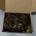 REECHO 12" Ponytail Extension, Classic Loose Curly Wavy Claw Clip Pony tails Hair Extensions Hairpieces for Women - Chocolate Brown with Highlights