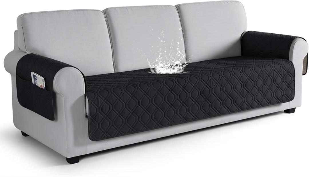 VANSOFY Couch Cover, Waterproof Sofa Covers Washable Slipcover Furniture Protector Couch Seat Covers Non-Slip Couch Cover for Dogs, Pets(Sofa Plus, Black)