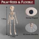 2 x 3D Printed Poseable Skeleton Fridge Magnets, Magnetic Skeleton for Refrigerator, Mini Skull Fridge Magnet with Movable Joints, Funny Vintage Gothic Figurine for Kitchen Locker Whiteboard (Iridescent)