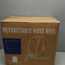 Giraffe Tools Retractable Heavy Duty Hose Reel, 1/2" x 130FT Automatic Rewind Garden Hose Reel with 360Â° Swivel Base, Ground Mounted for Lawn, Patio, Concrete Floor & Yard Watering