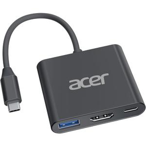 Acer USB C to HDMI Adapter, 4K USB C Hub with 100W PD, USBA 3.0 Port, HDMI to USBC Multiport Digital AV Converter for MacBook Pro/Air, iPad, Tablets, TV, Monitor and More (Black)