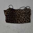 WDIRARA Women's Leopard Print Square Neck Cami Top Cheetah Sleeveless Padded Camisole Slim Fit Crop Tops Multicolor Large