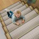 Stair Treads Non Slip Indoor 7PCS, Gray, 8" x 30" Stair Runner Rugs for Wooden Steps, Stair Carpet Treads for Kids Elders and Pets, Machine Washable Stair Mats