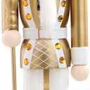 Vipush Christmas Wooden Nutcracker Soldier - 14 Inch Prince Style Figure Ornament Desktop Xmas Puppet Decor Doll Pendant for Party Store Home (Gold)