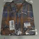Alex Vando Mens Button Down Shirts Flannel Shirt Long Sleeve (Navy/Orange , S)