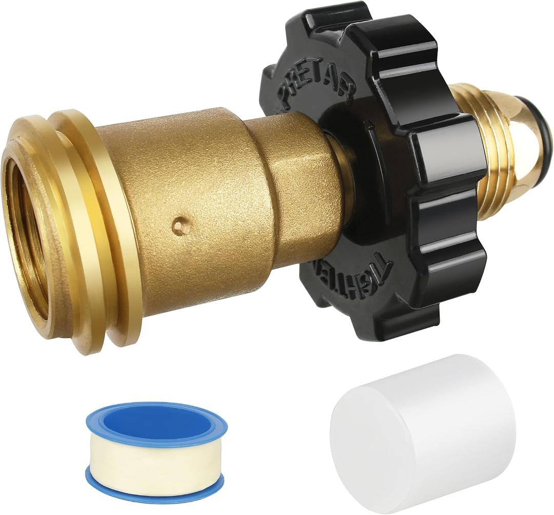 Universal Propane Tank Adapter Converts POL to QCC1 / Type 1 with Wrench, Male Propane Tank Adapter - Propane Hose Adapter Old to New Connection Type - POL to QCC Propane Connector