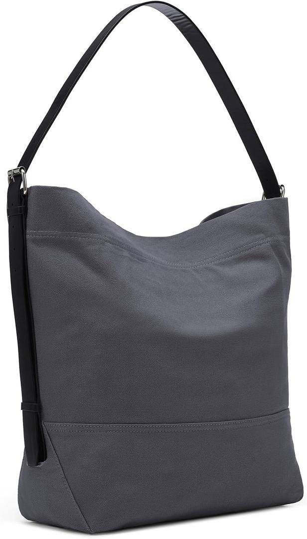 Large Canvas Tote Bag for Women Men Handbags Belted Shoulder Bags Crossbody Purses for Work Travel (No Distressed) (Blackened Navy)