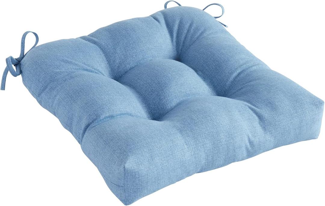 Greendale Home Fashions Outdoor Square Tufted Dining Seat Cushion, Set of 1, Blue Heather