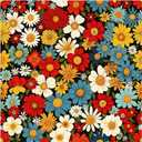 HAOKHOME Peel and Stick Wallpaper Floral Daisy Modern Removable Paper for Bathroom Red/Yellow/Blue 17.3in x 9.8ft